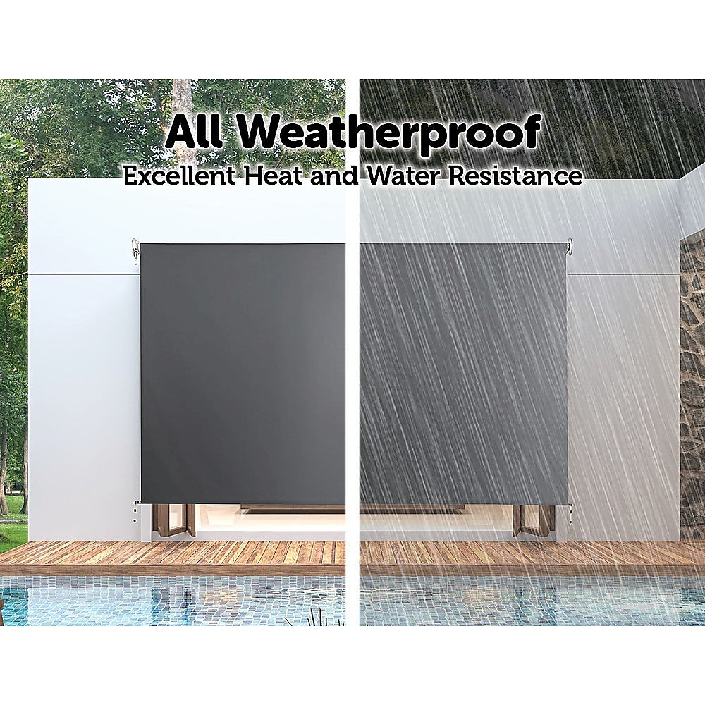 Retractable Straight Drop Roll Down Awning Garden Patio Screen 3.0X2.5M