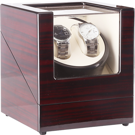 Automatic Dual Watch Winder Wood Display Box Case Motor Rotation Storage