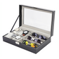 6+3 Grid Watch Sunglass Eyeglasses Display Box Case Storage Organizer PU Leather
