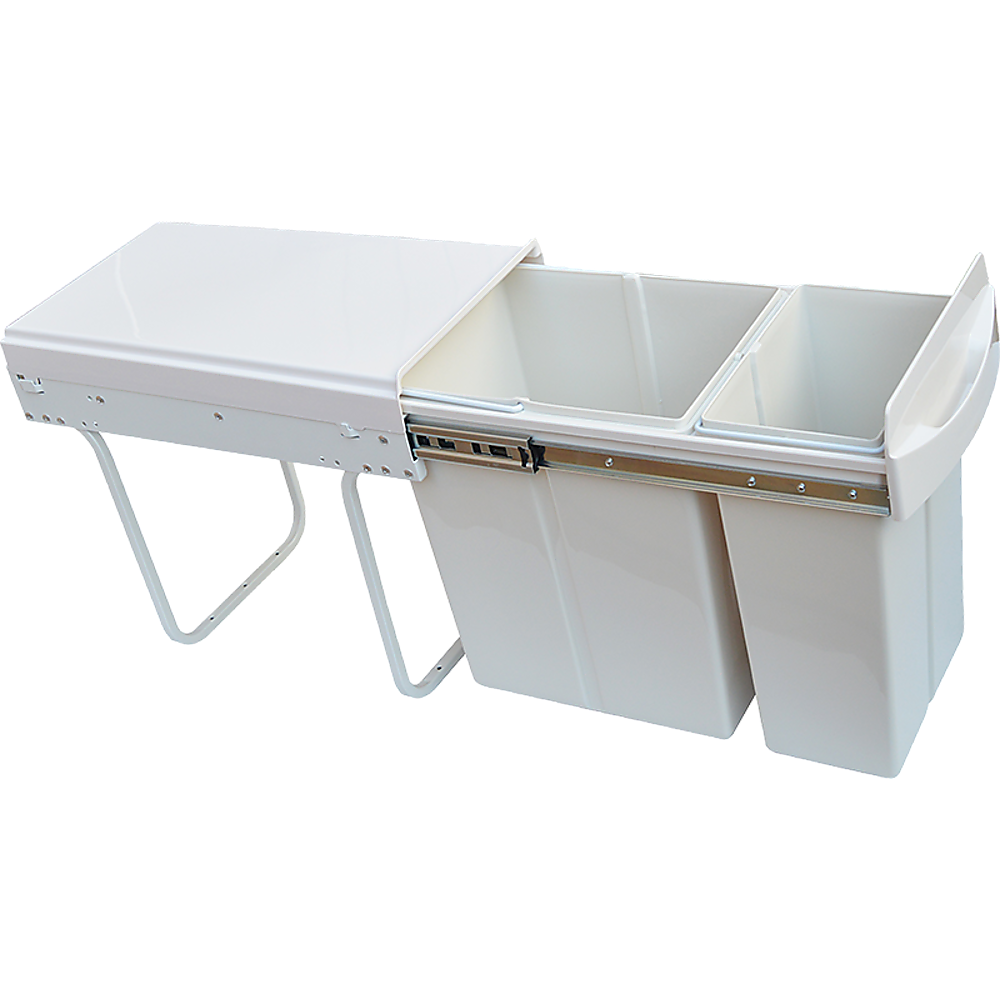 Pull Out Bin Kitchen Double Dual Slide Garbage Rubbish Waste 10L+20L