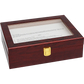 10 Grids Wooden Watch Case Glass Jewellery Storage Holder Box Wood Display