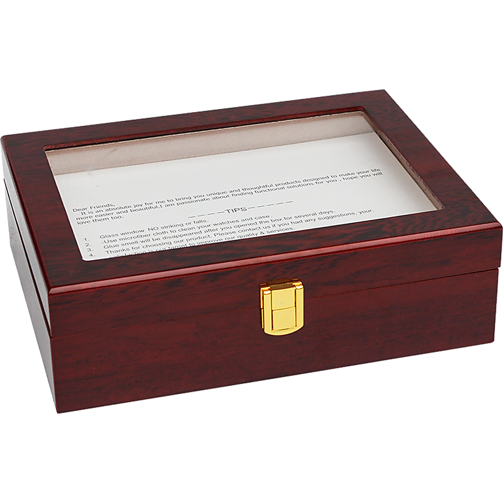 10 Grids Wooden Watch Case Glass Jewellery Storage Holder Box Wood Display