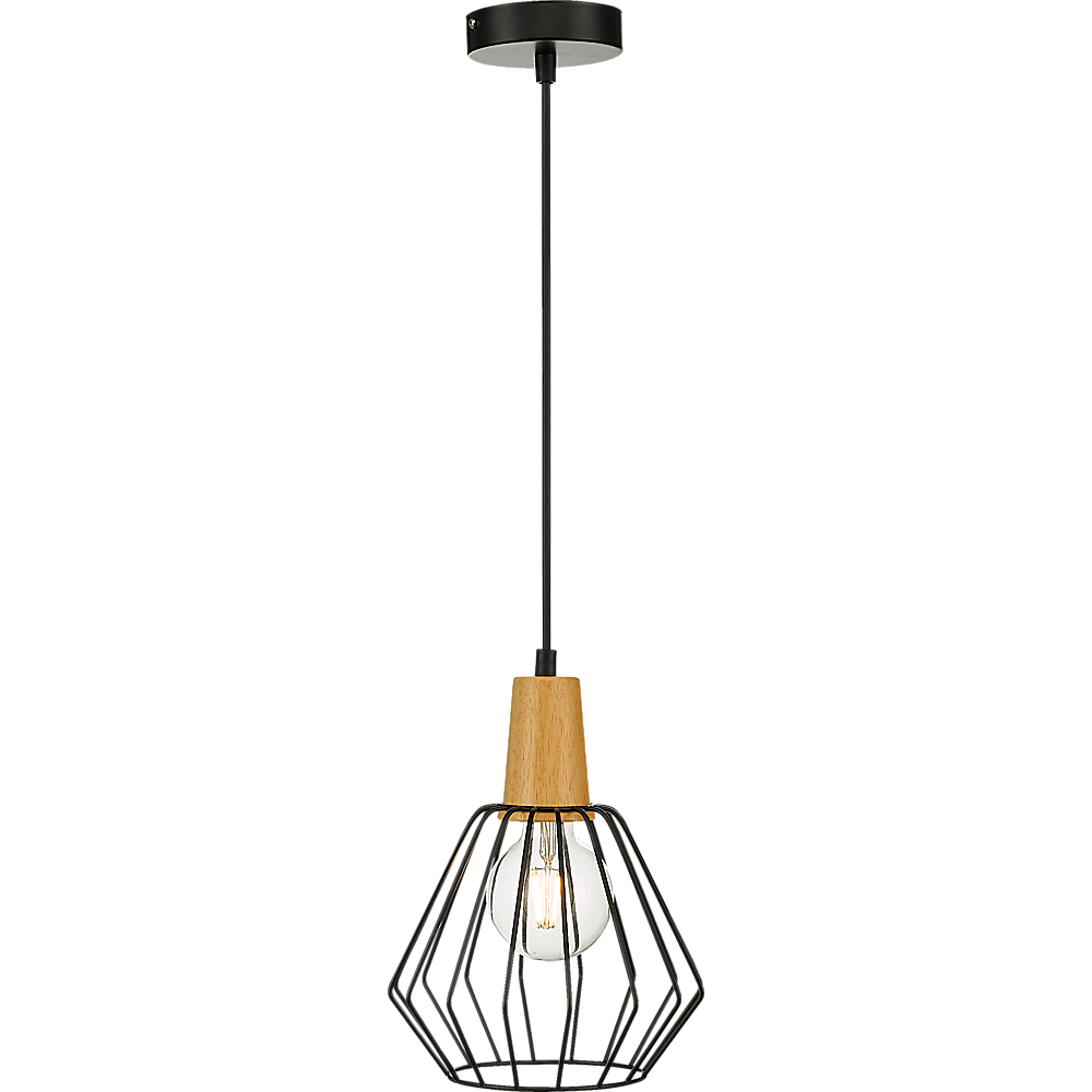 Wood Pendant Light Bar Black Lamp Kitchen Modern Ceiling Lighting