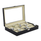 Watch Box - 24 Slot Luxury Display Case With Framed Glass Lid