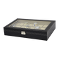 Watch Box - 24 Slot Luxury Display Case With Framed Glass Lid