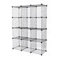 12 Cube Wire Grid Organiser Bookcase Storage Cabinet Wardrobe Closet Black