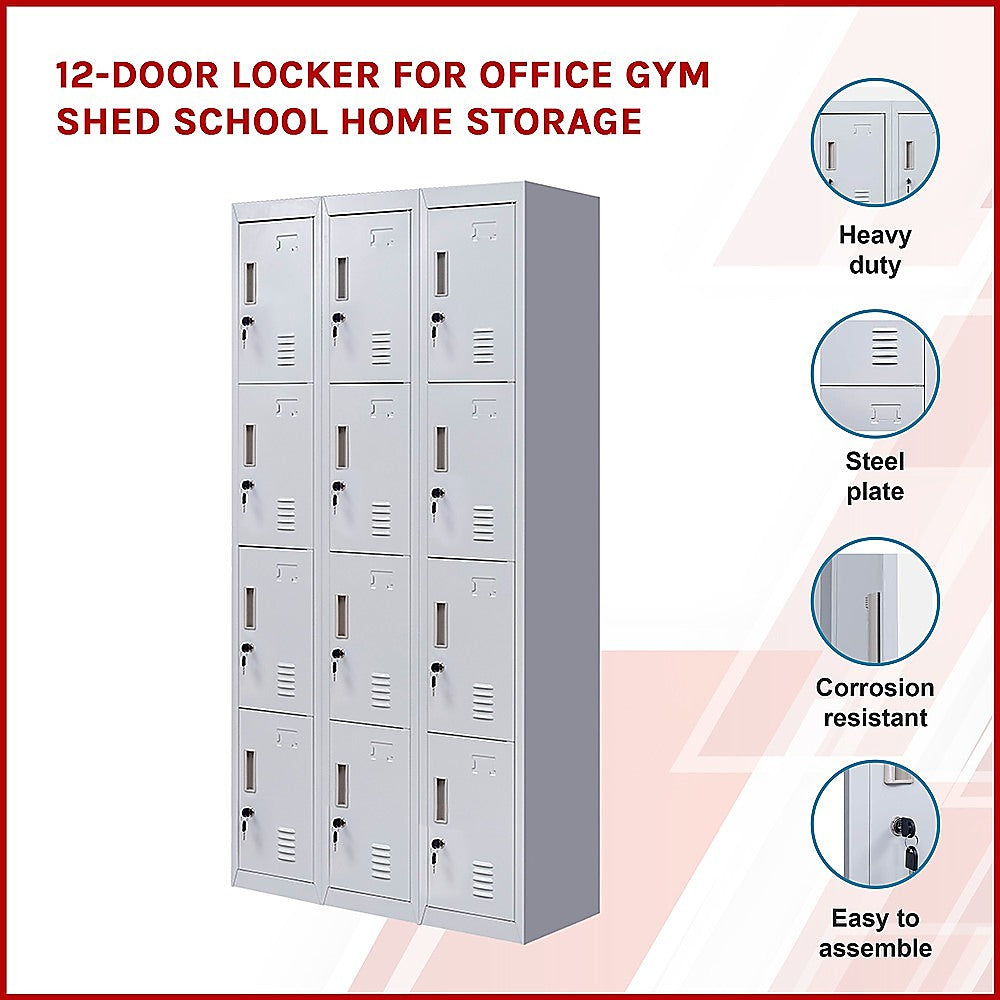 12-Door Locker for Office Gym Shed School Home Storage