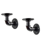 Industrial Black Iron Pipe Bracket Wall Mounted Floating Shelf - Set of 2
