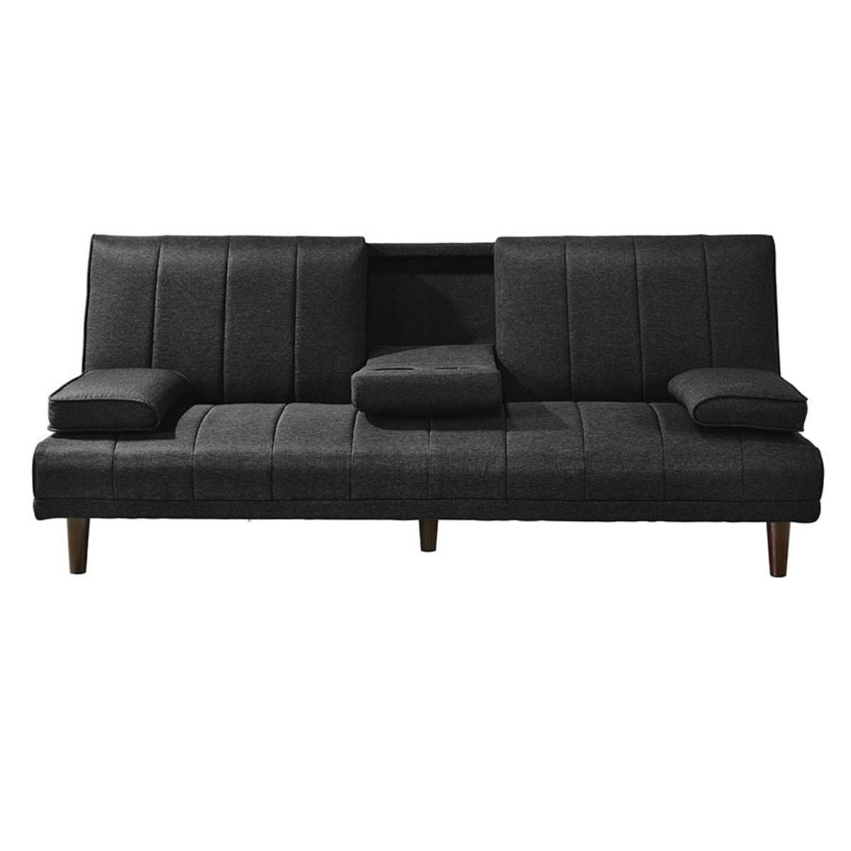 Fabric Sofa Bed with Cup Holder 3 Seater Lounge Couch - Charcoal