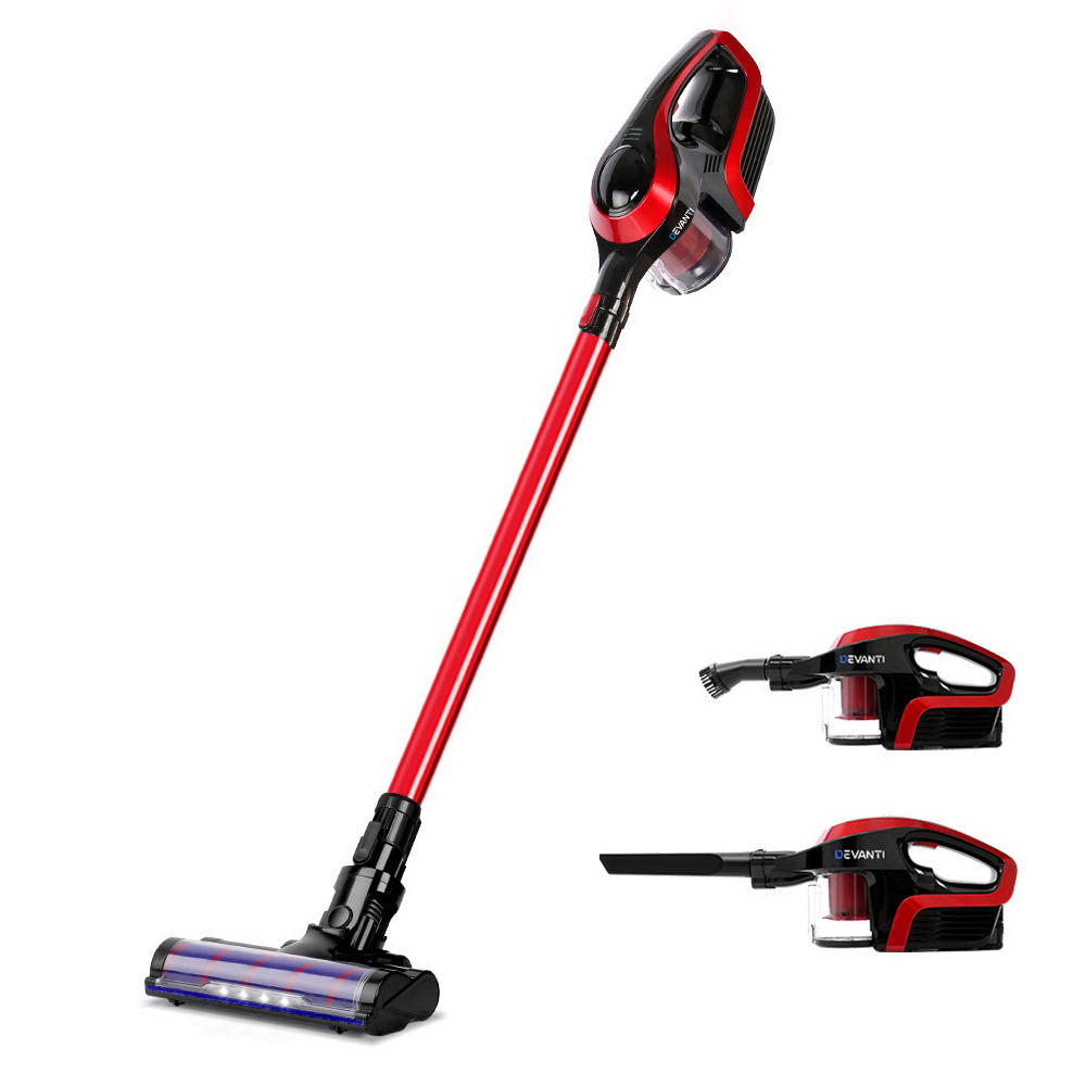 Devanti Cordless 150W Handstick Vacuum Cleaner - Red and Black