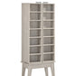 Multimedia DVD CD Storage Cabinet With Hidden Compartment In White Oak
